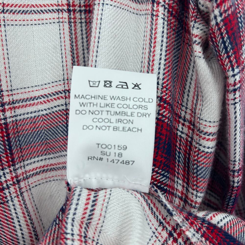Draper James Plaid Button Front Blouse Red White Blue Size 10 Classic Preppy - Picture 9 of 12